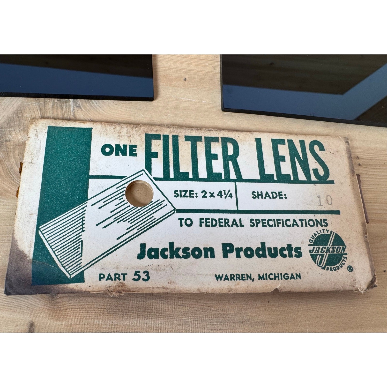 (2) Glass Welding Filter Lens, 2×4.25″ Part 53 Shade 10, Jackson Products – NOS