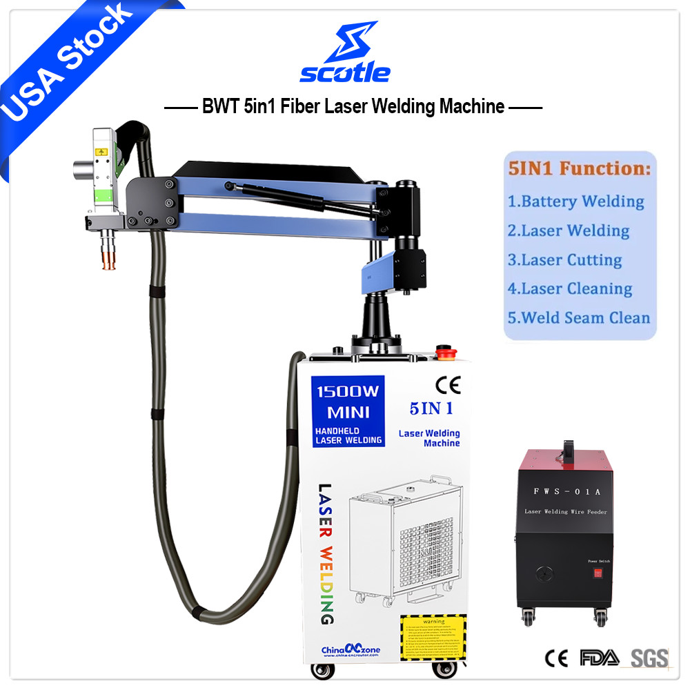 1500W BWT 5IN1 Battery Welder Fiber Laser Welding Cutting Cleaning Machine
