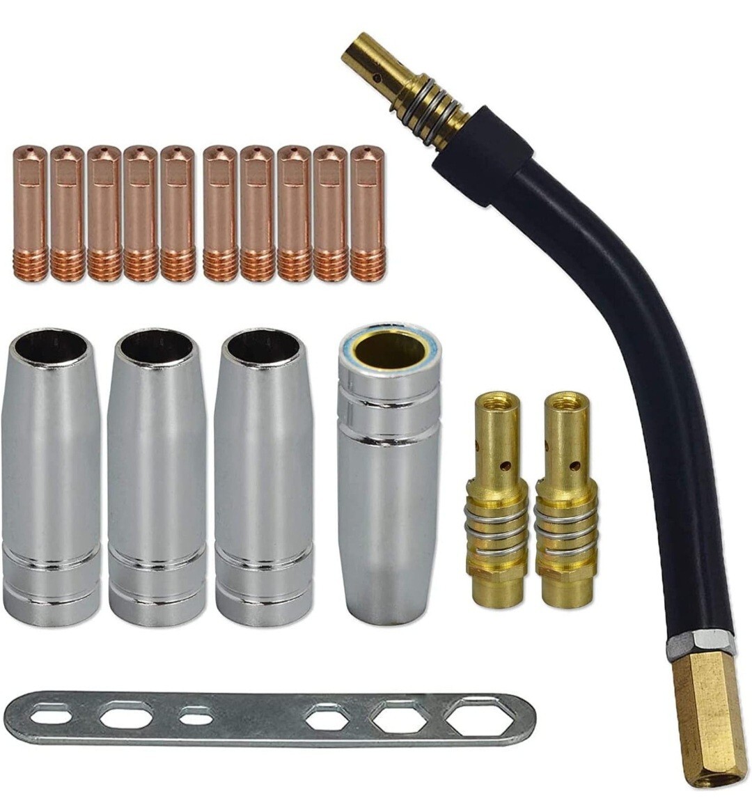 RIVERWELD MB15 15AK Tip .035″ 0.9mm M6 & Tips Holder Difuser & Shield cup