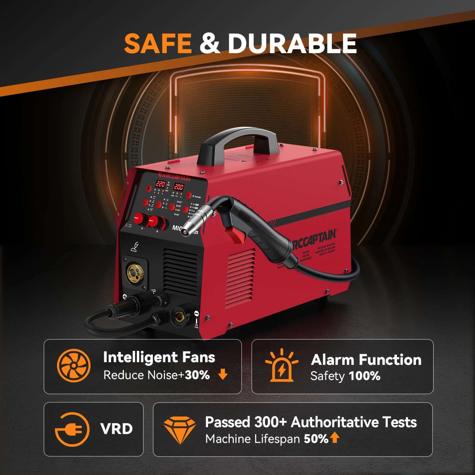 ARCCAPTAIN MIG205MP MIG Welder 9 IN 1 iControl APP Control 120/240V Dual Voltage