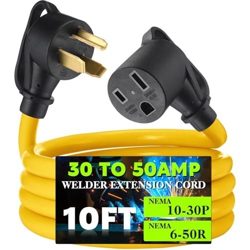 10FT 30A to 50A Welder Adapter Cord, NEMA 10-30P to 6-50R, Heavy Duty 10 AWG, ET