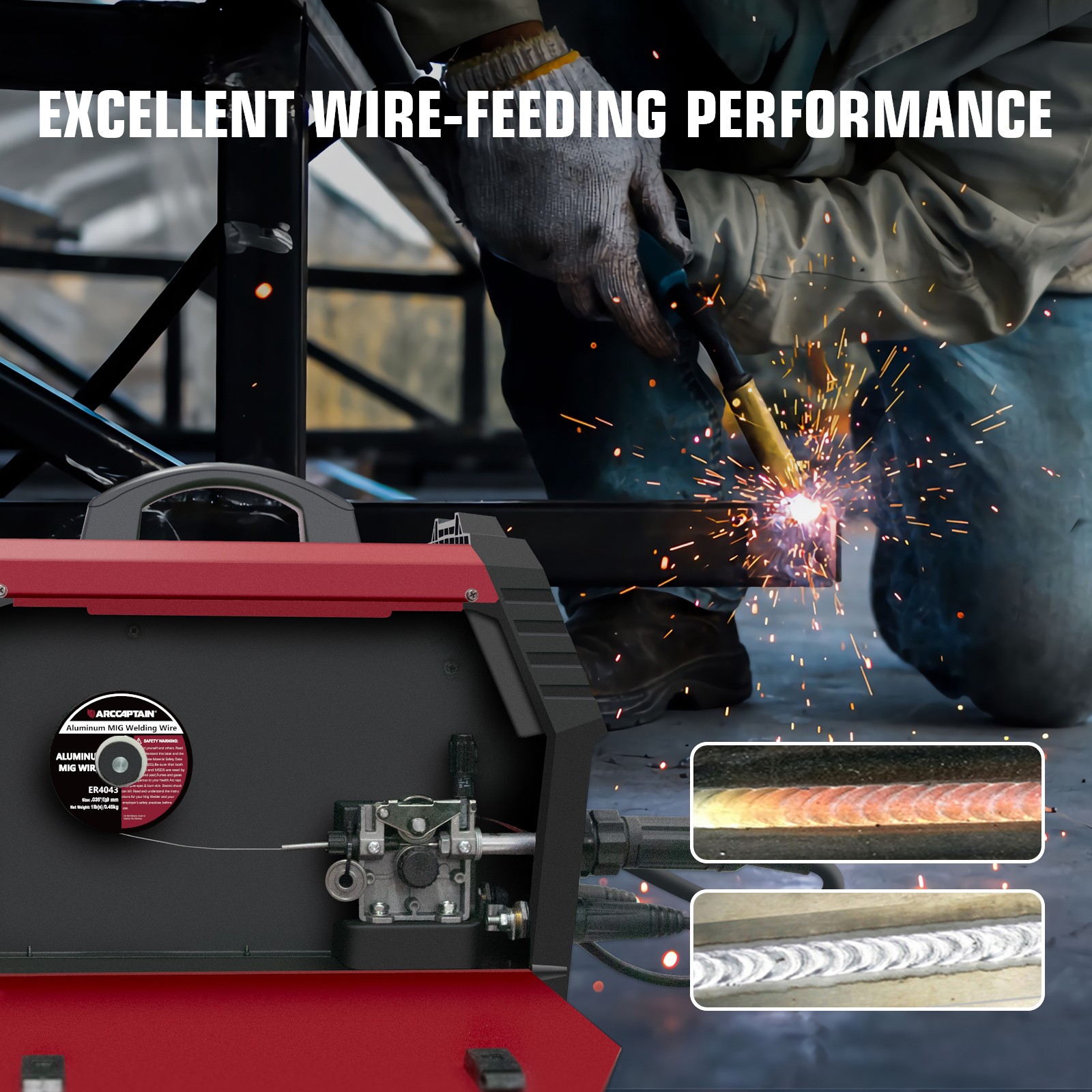 ARCCAPTAIN 205Amp 9 IN 1 MIG Welder MIG205MP APP Control 120/240V & Welding Wire