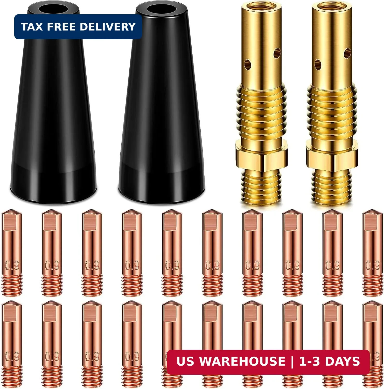 24 Pcs Flux Core Gasless Nozzle Tips Kit KP1939-1 Flux Core Welder Conta