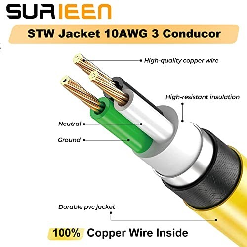 30 Amp to 50 Amp Welder Adapter Cord, 1.5FT NEMA 10-30P to 6-50R, 250V 10AWG