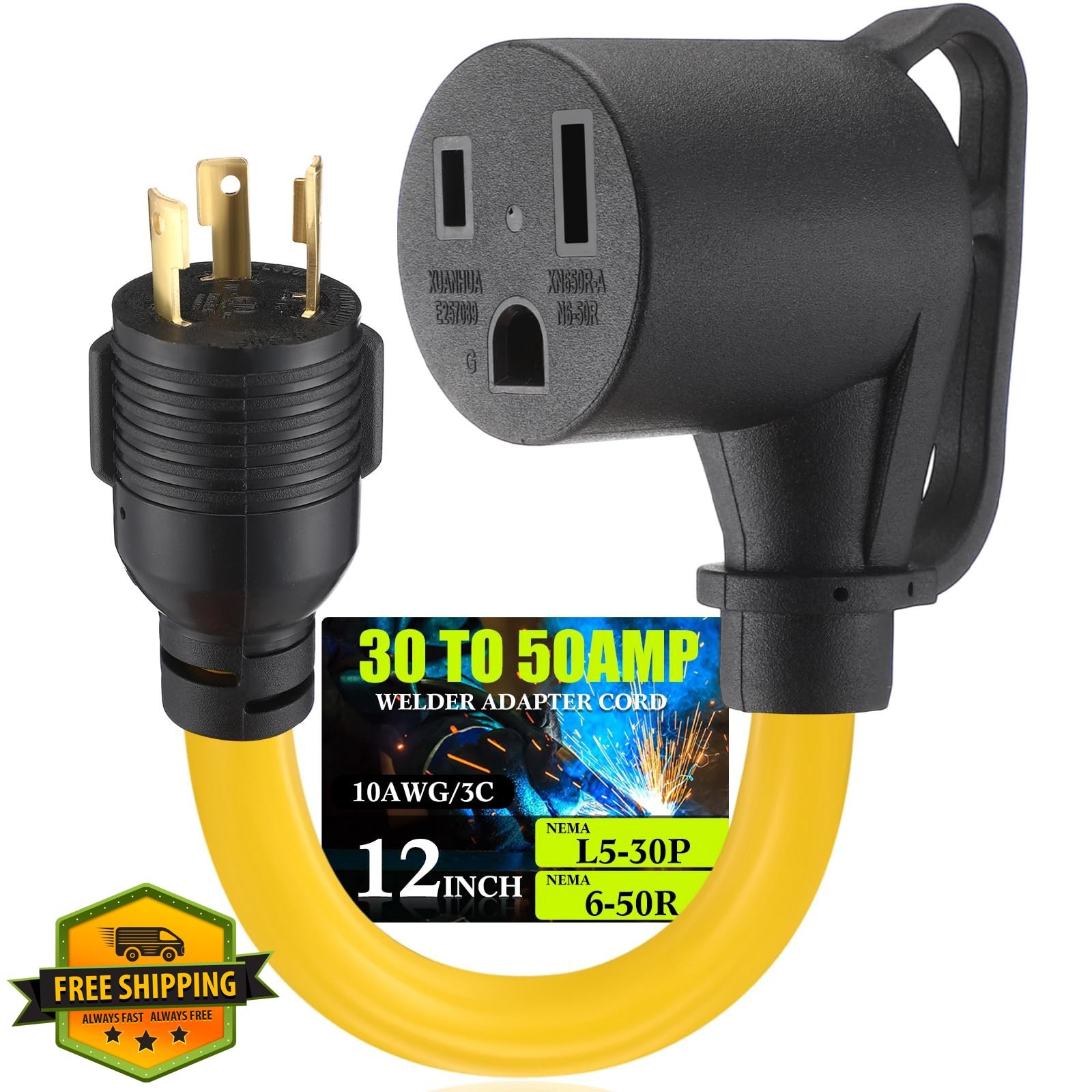 Tellegloww 1ft 30A to 50A Welder Adapter Cord