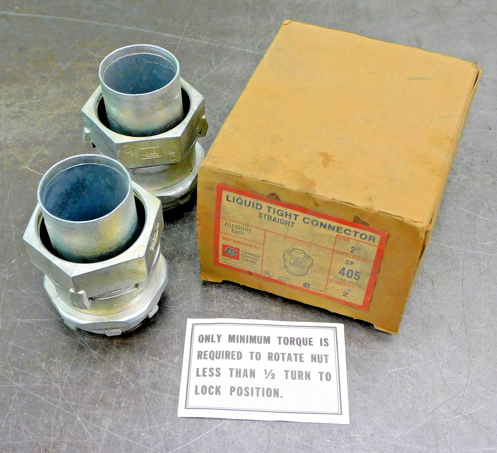 General Electric GE SP 405 Liquid Tight Straight Connector 2″ Lot of Two (2)