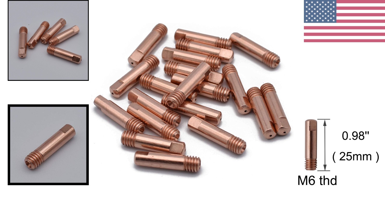 MIG Welding Copper Contact Tips .023” M6 Thread – 20 Pack for Precision Work