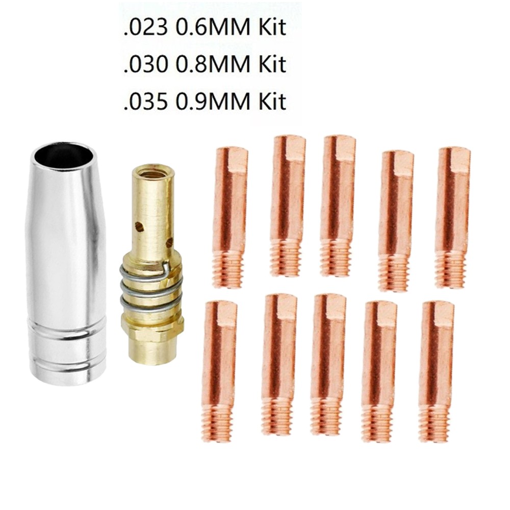 12Pack MIG Welder MB15 AK Gun Kit Contact Tips M6 0.6MM 0.8MM 0.9MM Nozzles