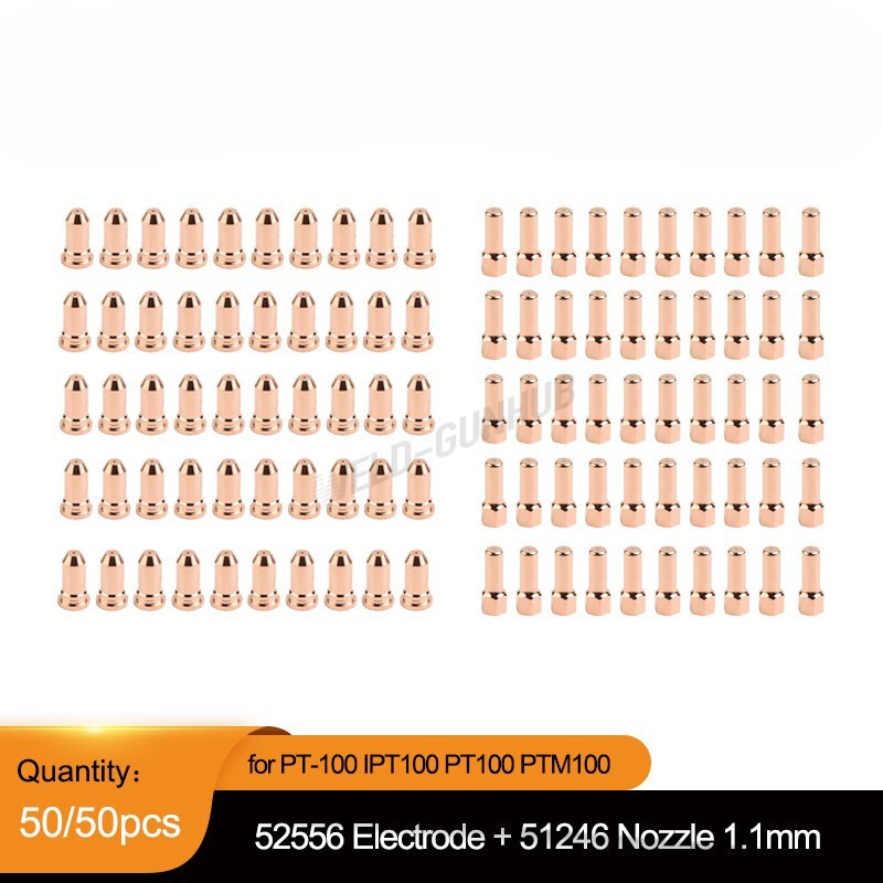 100PK Fit PT-100 IPT100 PT100 PTM100 Torch 52556 Electrode 51246.11 Nozzle 1.1mm