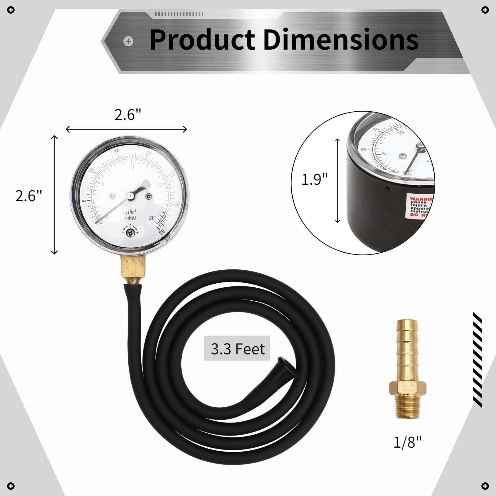 Homaisson Pressure Gauge Kit for Natural Gas or LP Gas, Manifold Gas Pressure…