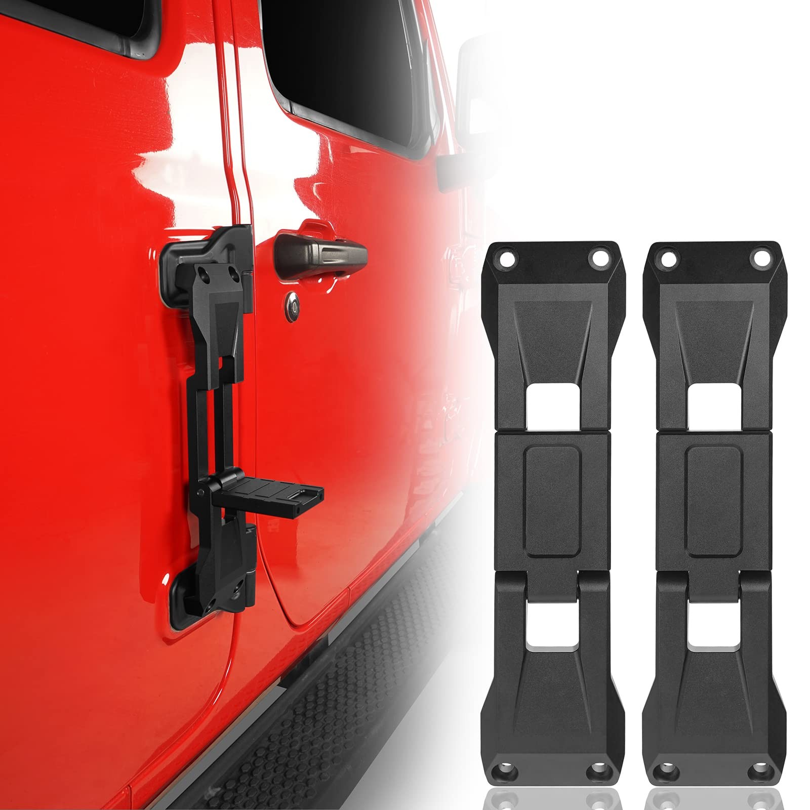 Aluminum Folding Door Hinge Steps Foot Peg for JK/JL 2/4-Door 2007-2026 2 PCs