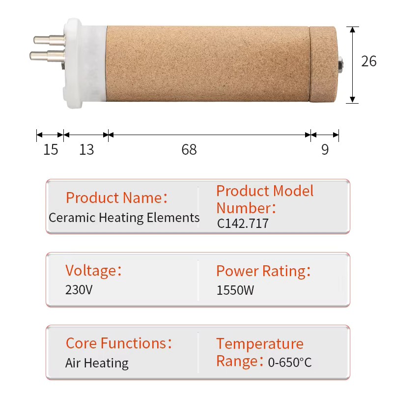 230V 1550W Ceramic Heating Element Core 142.717 for TRIAC ST / AT Hot Air Tool
