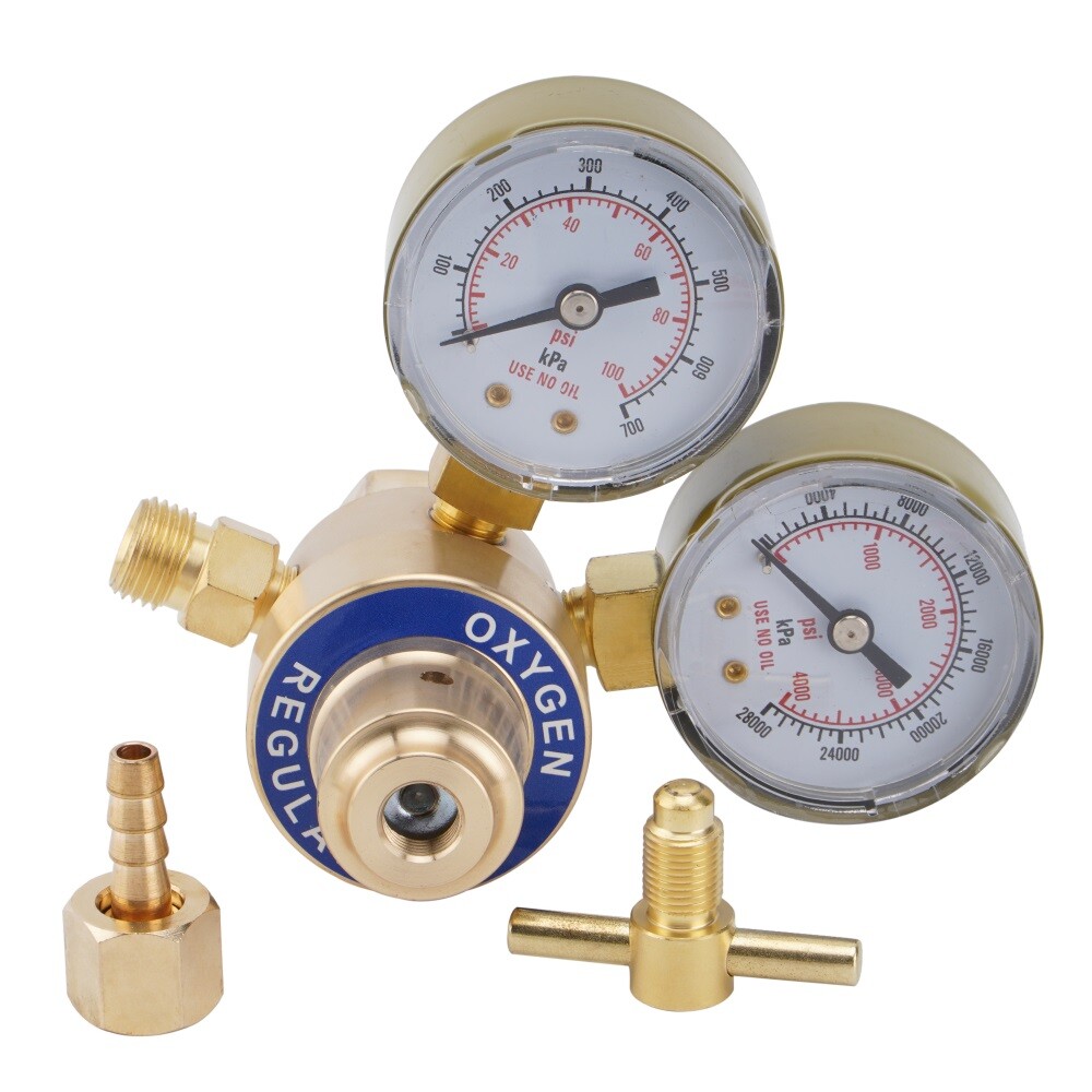 Forged Brass Oxygen &Acetylene Regulators Set +Dual Gauge, CGA200 CGA540 Service