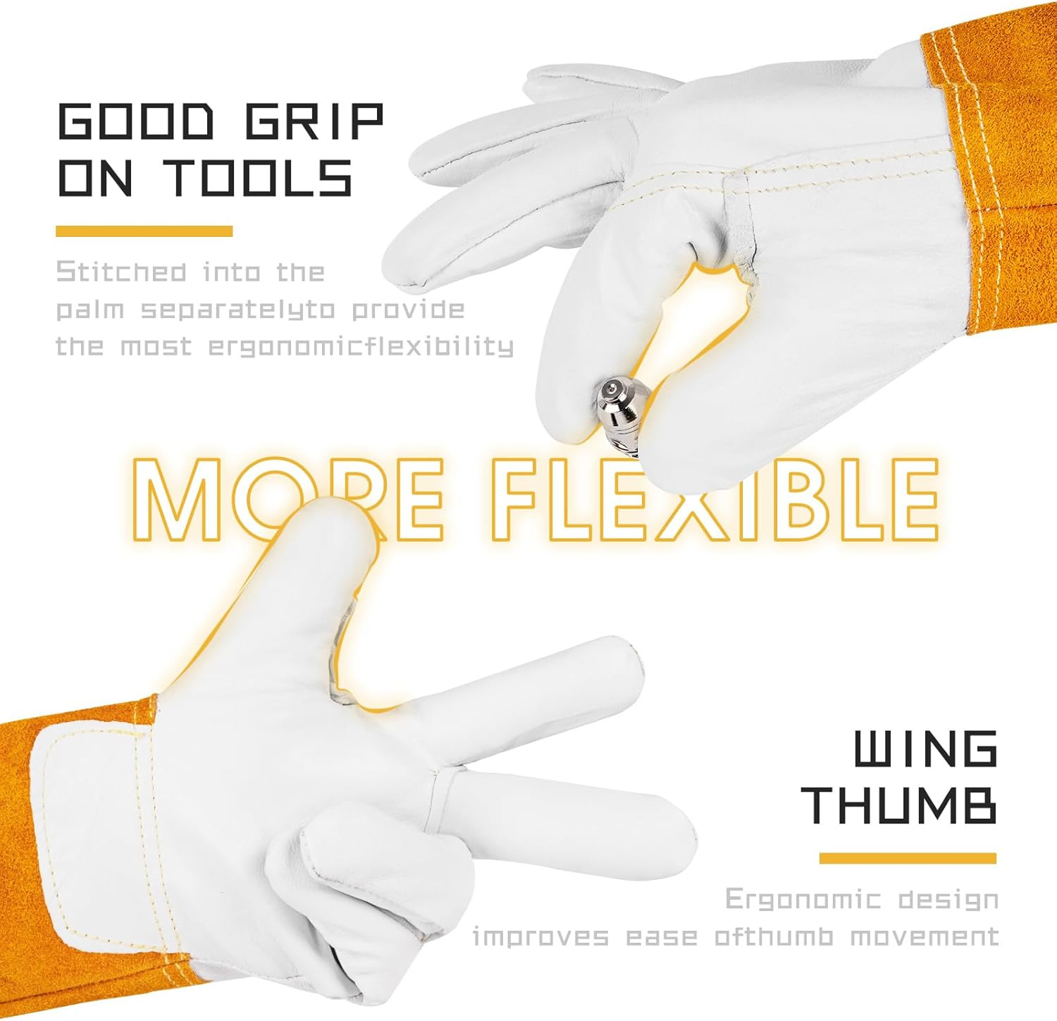 Premium Goatskin TIG Welding Gloves Cuff Cowhide Split Leather with Soft Lining