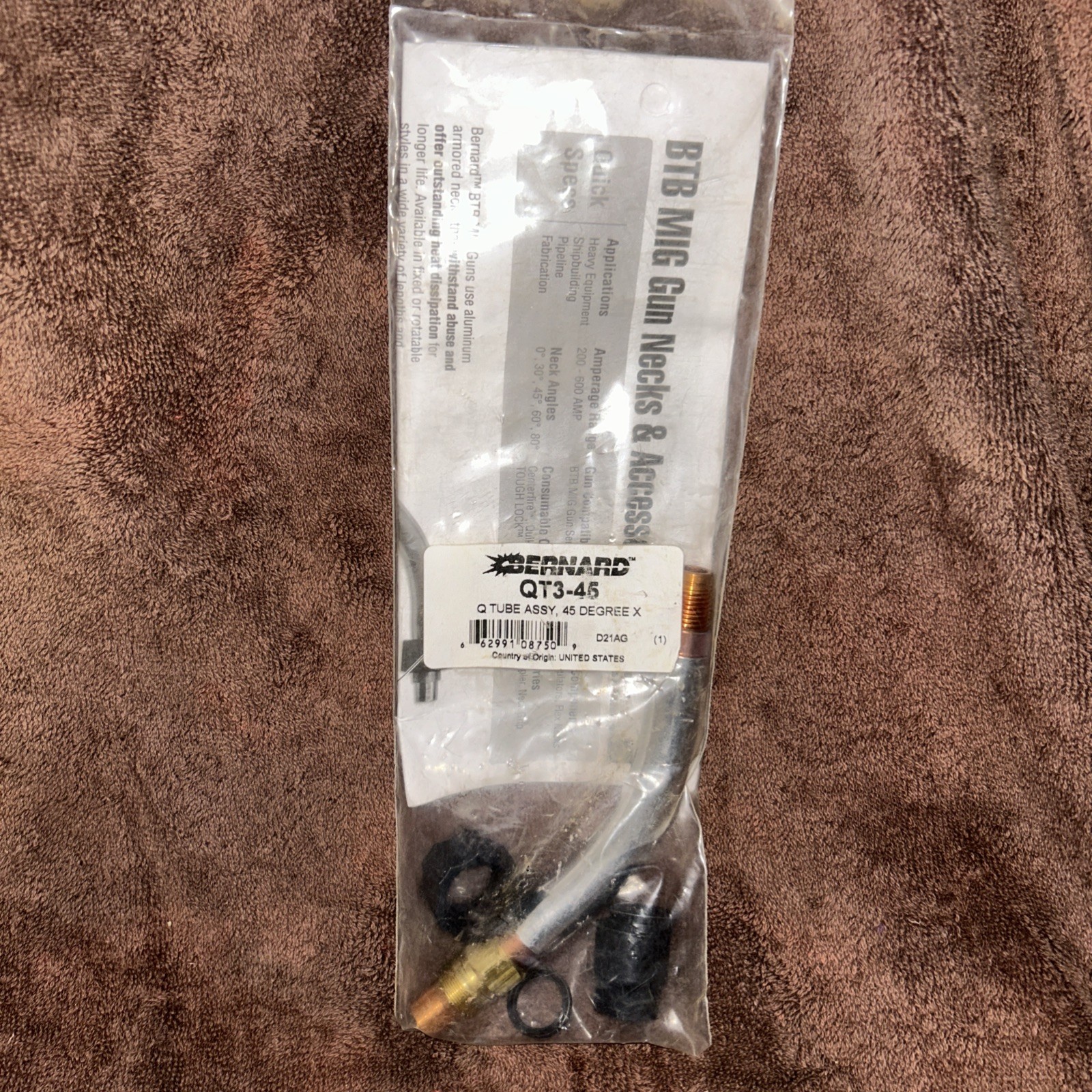 Bernard QT3-45 Q Tube Assembly 45° Degree MIG Welding Gun – New USA Made