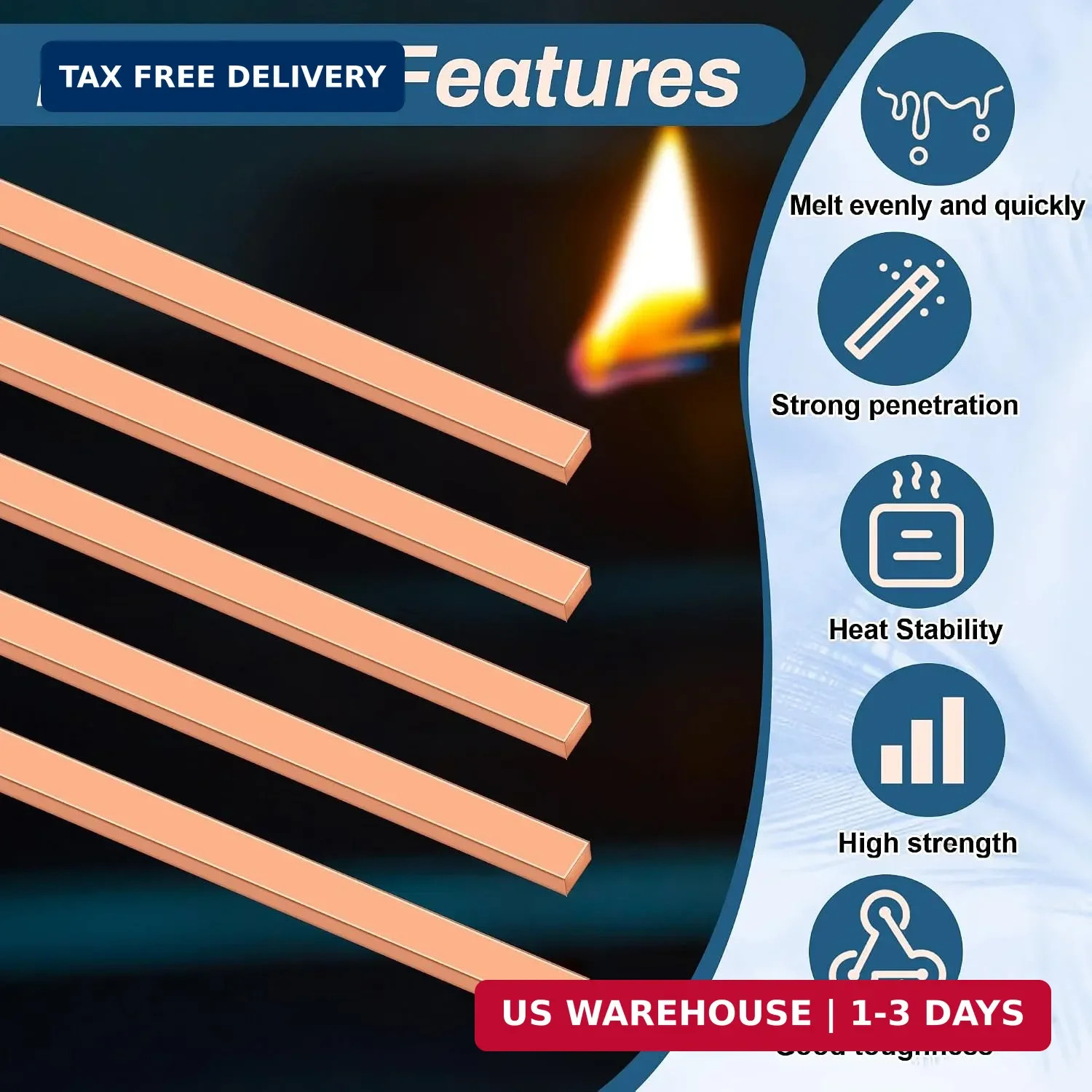 20 Sticks 15% Silver Brazing Rod, AWS BCuP-5 Flat Silver Solder Phosphor Copper