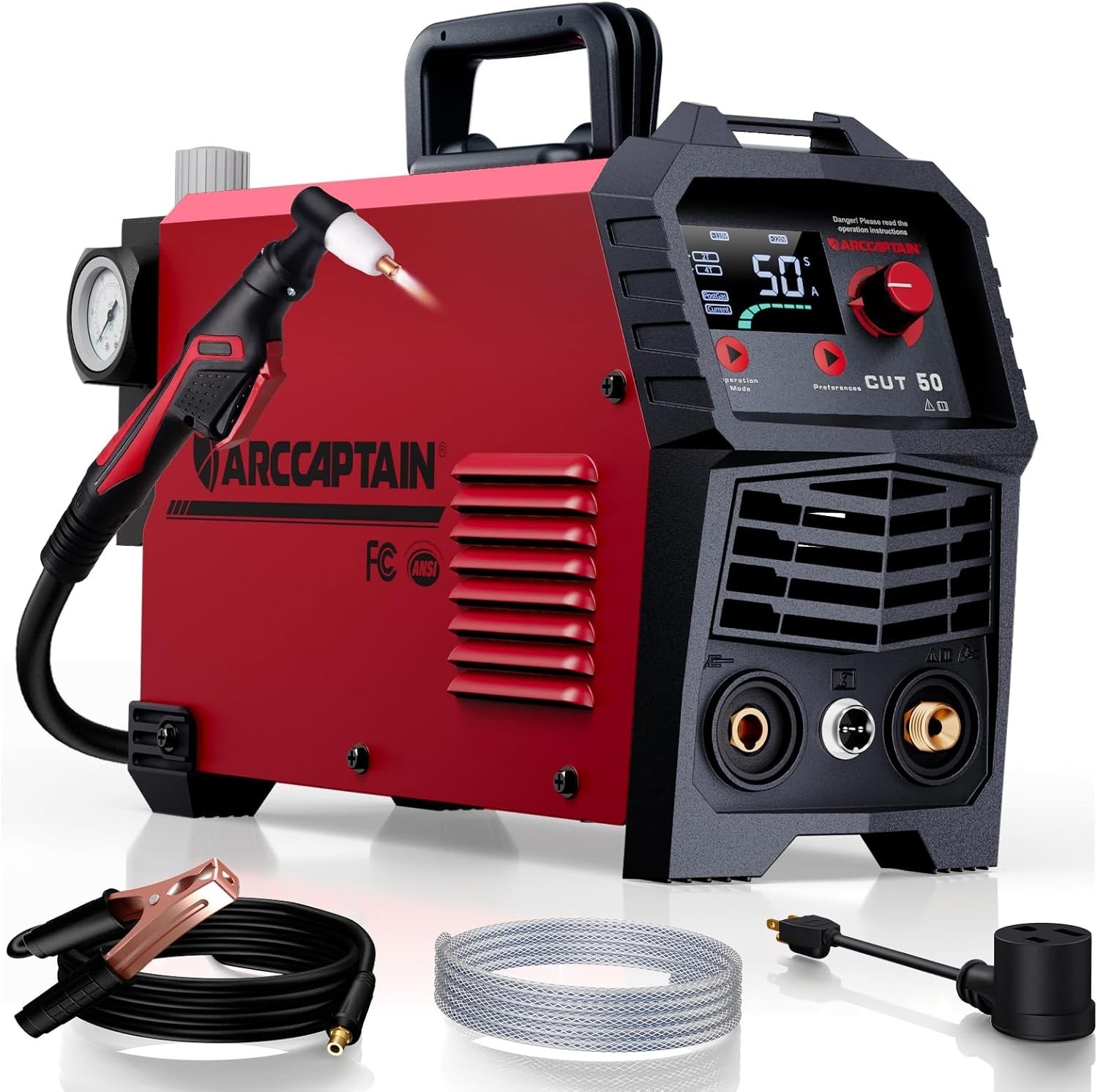 Plasma Cutter, [Large LED Display] 50Amps Cutter Machine with 110/220V Dual V…