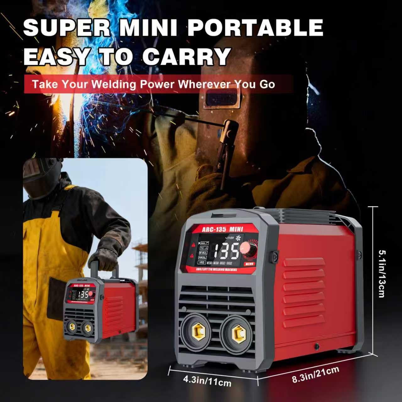 RCJNPX 110V 2-in-1 Stick Welder & Lift TIG,Portable Welding ARC 135, Red