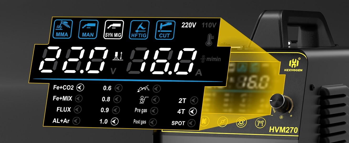 HZXVOGEN 6 IN 1 MIG/Plasma Cutter/HF TIG/ARC Welder Gas/Gasless Machine Aluminum