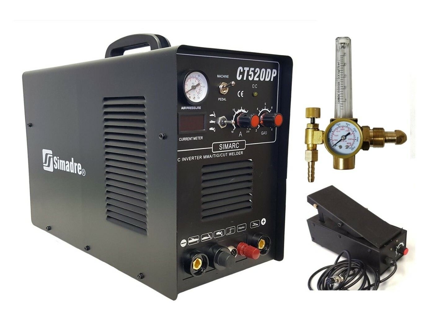 50A PLASMA CUTTER PILOT ARC SIMADRE 200A TIG ARC MMA WELDER ARGON REG & FT PEDAL