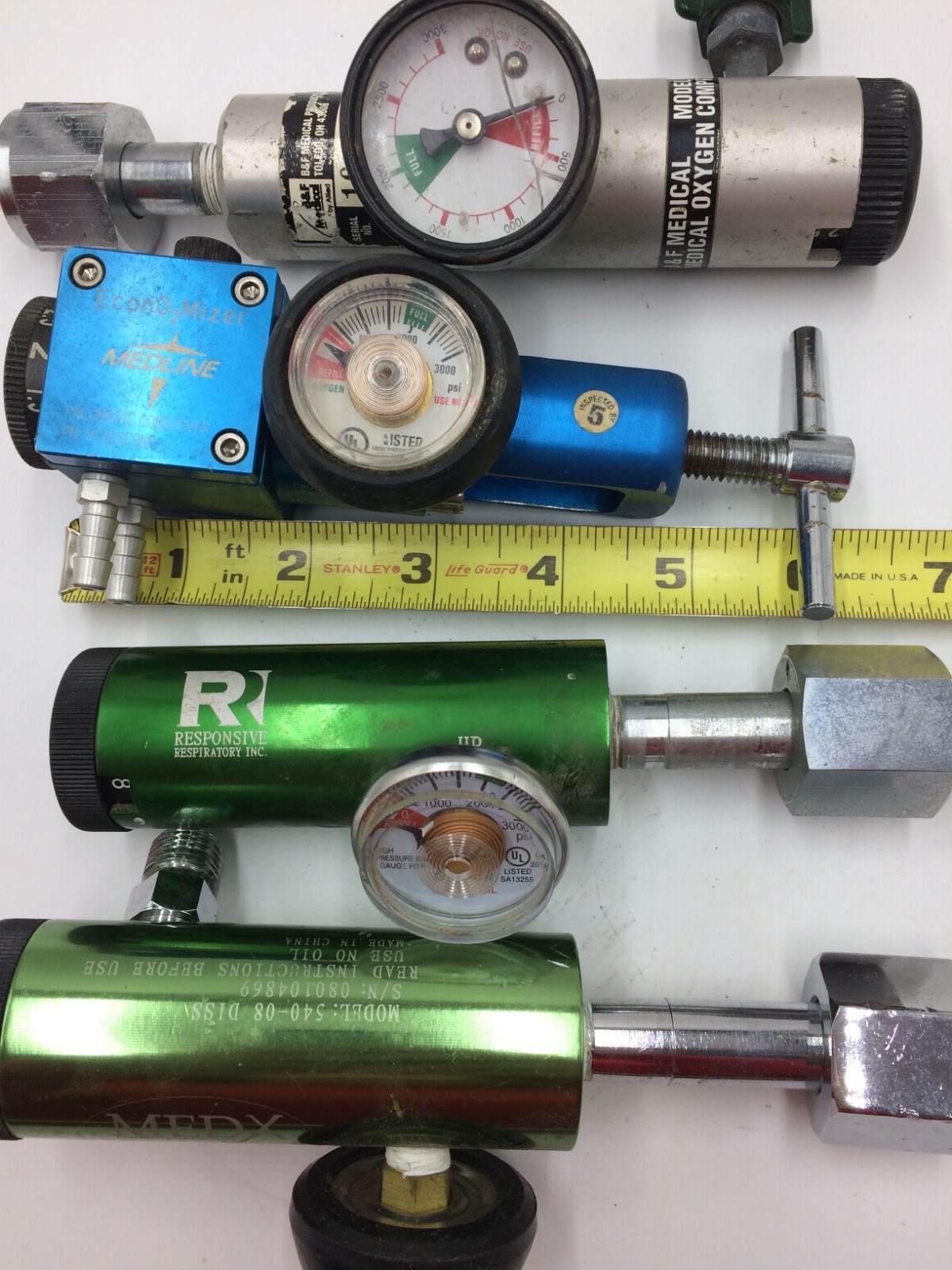 4 Oxygen Gas O2 Regulator Gauge Medline,Made in USA