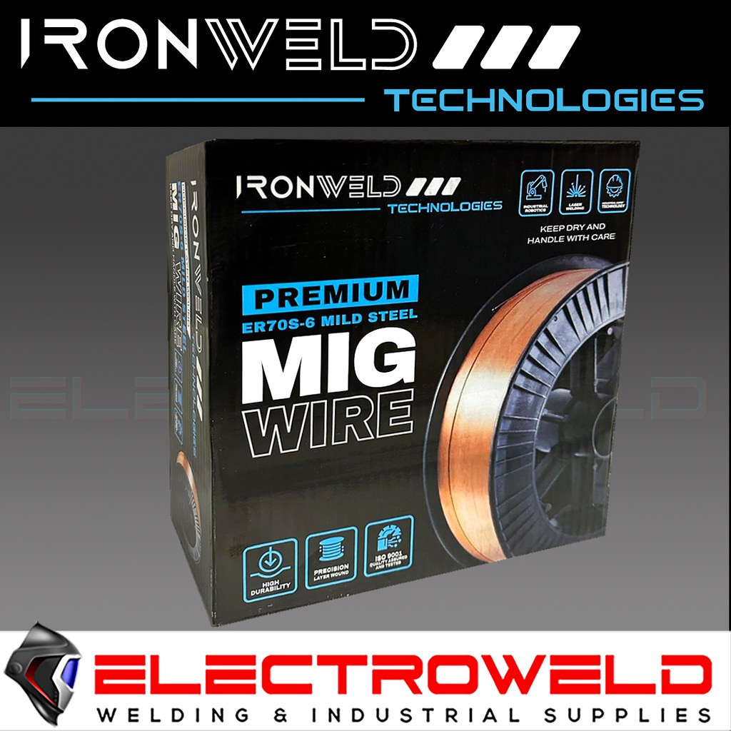 1kg IRONWELD ER70S-6 Mild Steel Mig Welding Wire .6 .8mm .9mm Gas Shielded Spool
