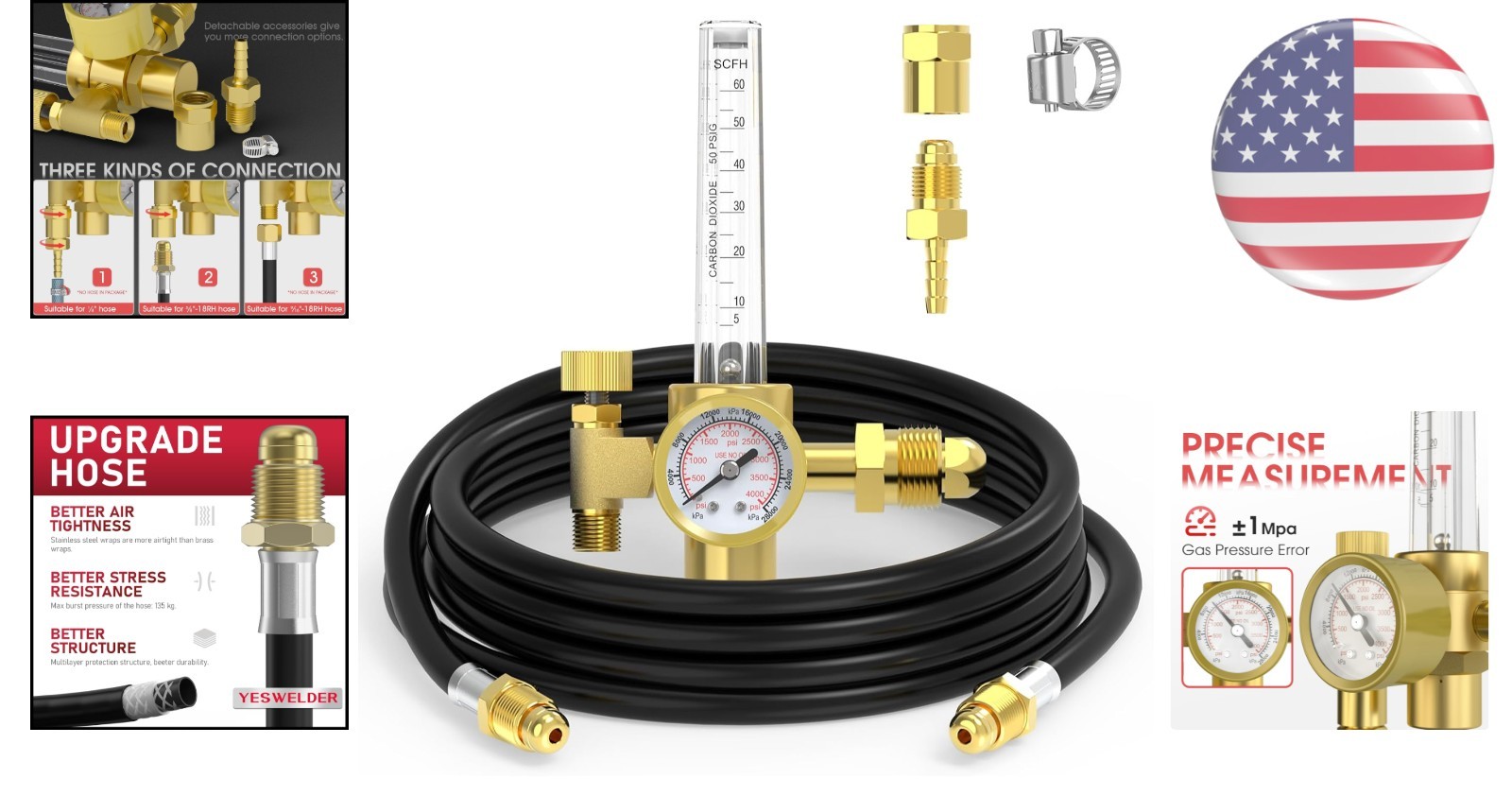 Welding Gas Regulator with Flow Meter & Hose – Leak-Proof Design