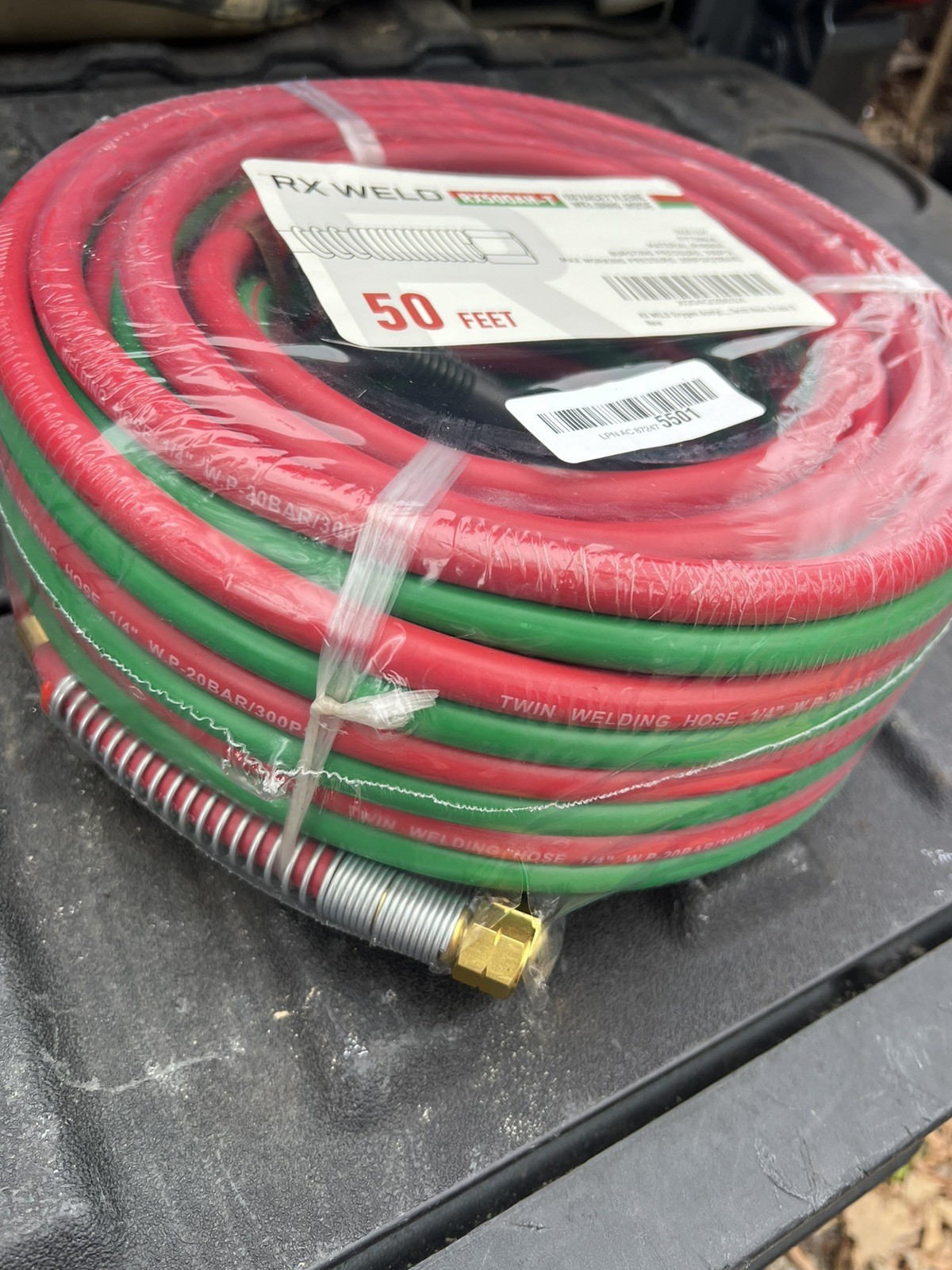 RX WELD 50 FT 1/4″ Oxy Acetylene Welding Hose with 9/16″-18 B Fittings