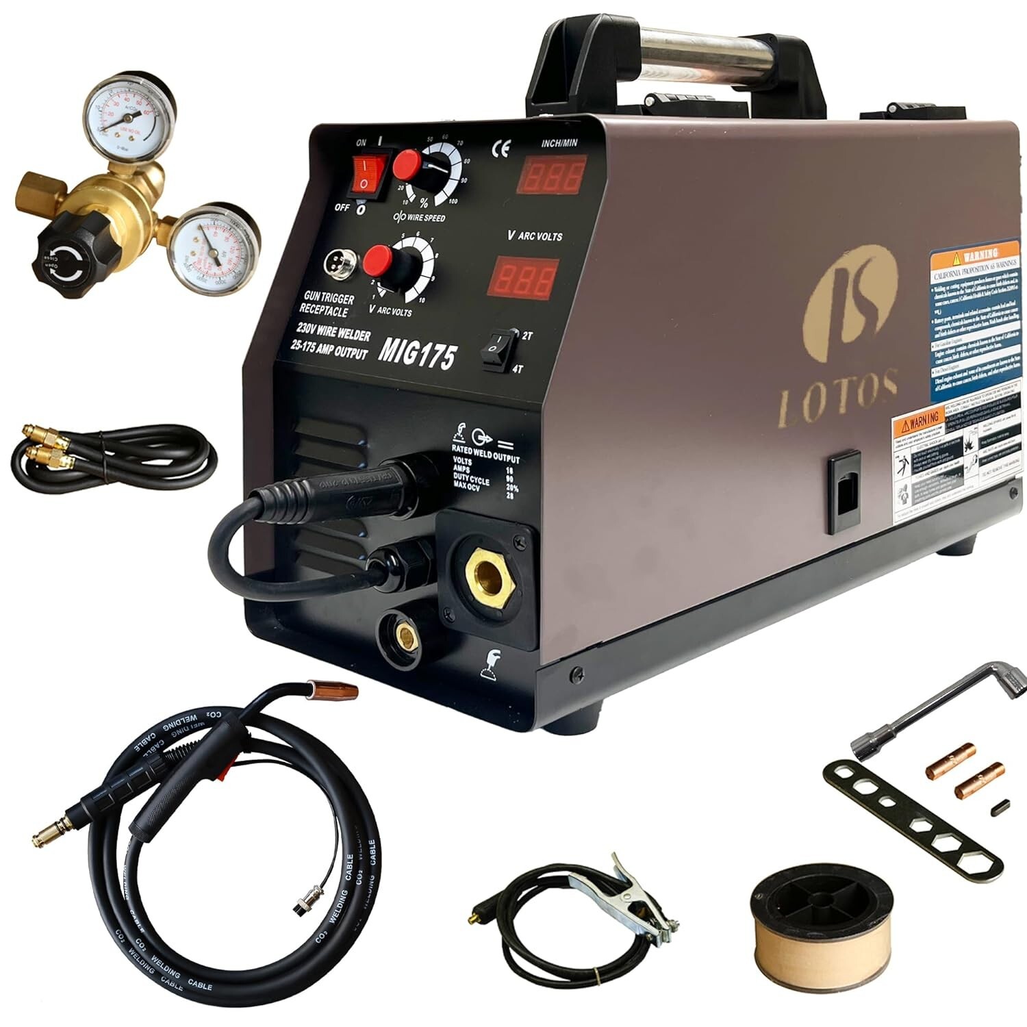 LOTOS MIG175SE 175A MIG Welder Advanced Auto MIG Synergistic, Without Spool Gun