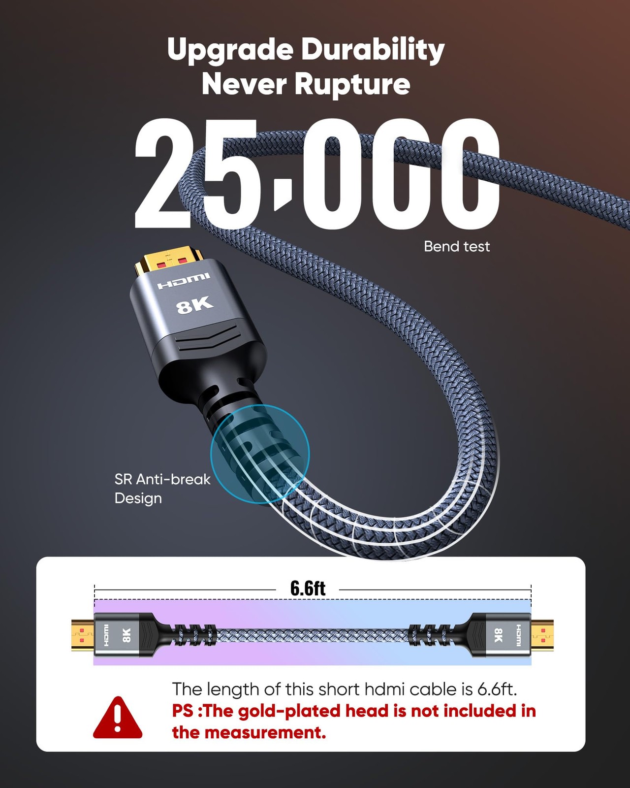 Highwings 8K 10K 4K HDMI Cable 48Gbps 6.6FT/2M, Certified Ultra High Speed 2.1 H