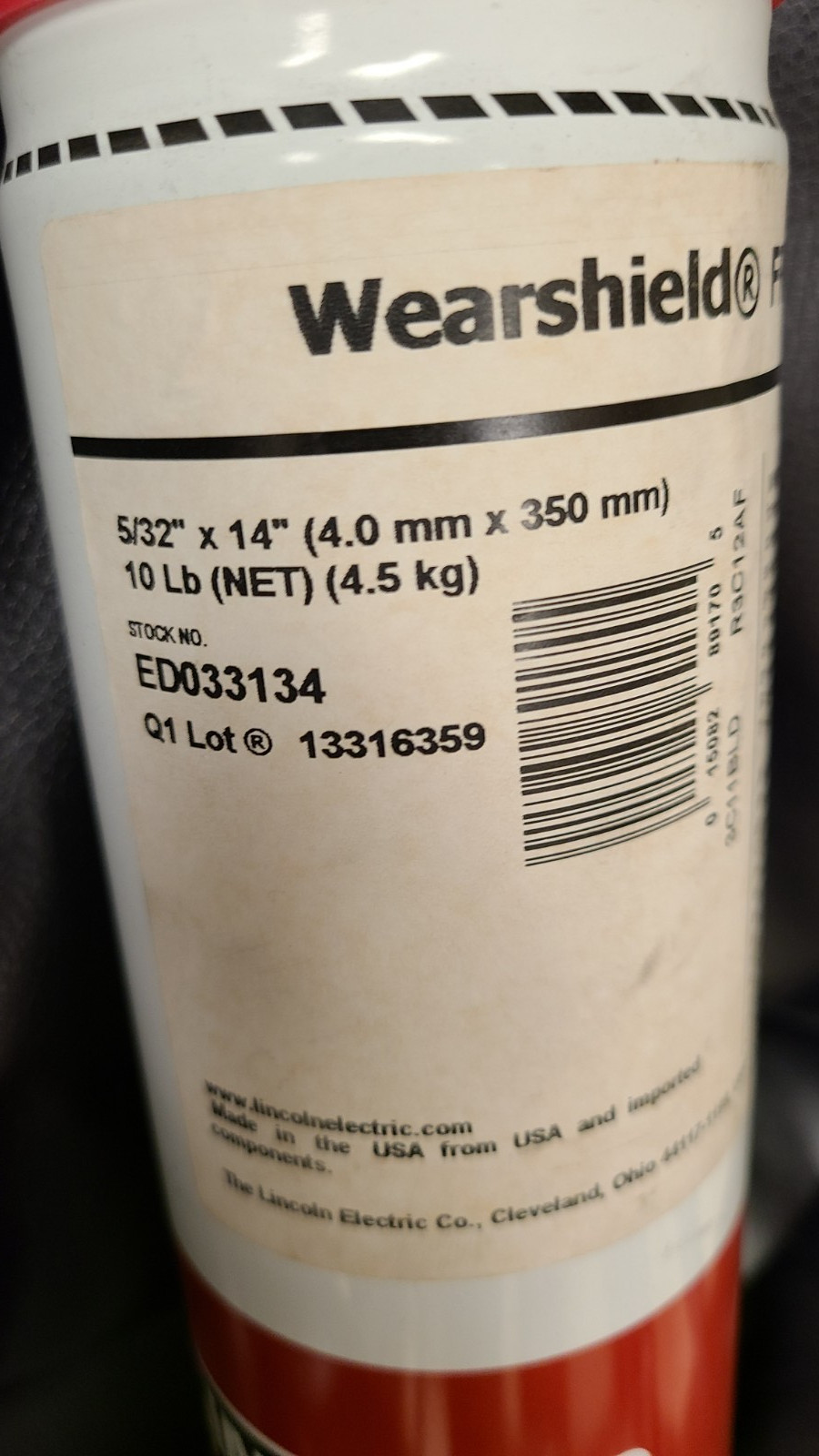 Lincoln Wearshield FROG MANG 5/32″ x 14″ Welding Rods 10lb Can ED033134 NEW