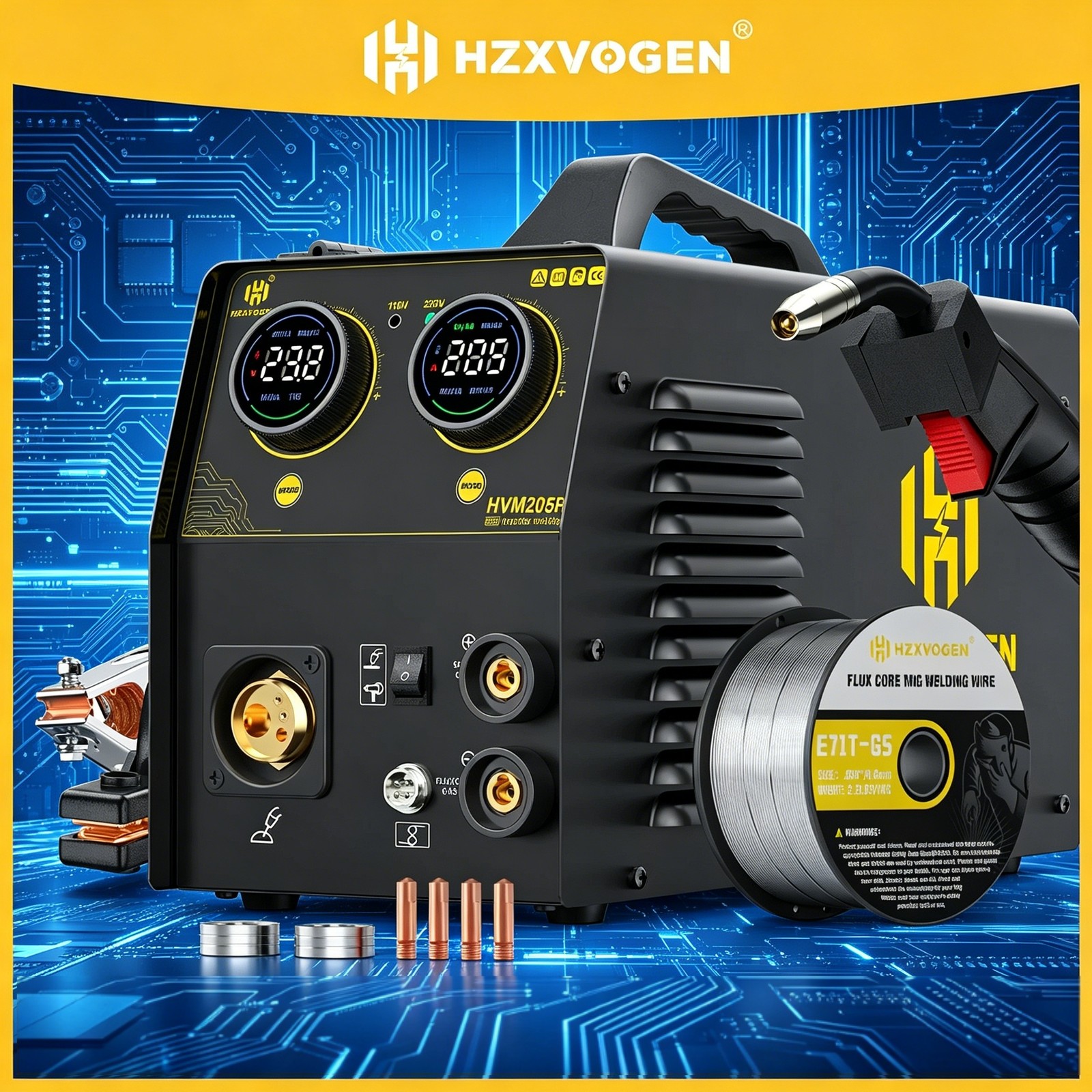 HZXVOGEN HVM205P 150A Welding Unit Dual Round Display 110/220V Dual Voltage US