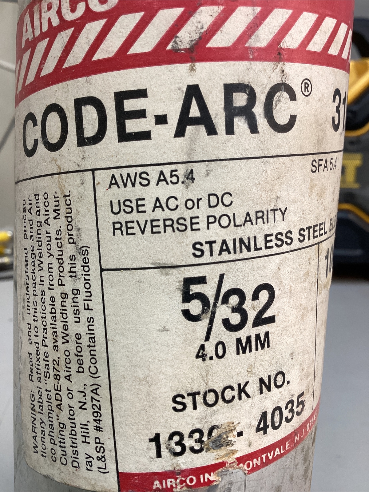 10 lb. Airco S.S. Electrode type (E-316-16) 5/32” AWS A5.4 , AC/DC