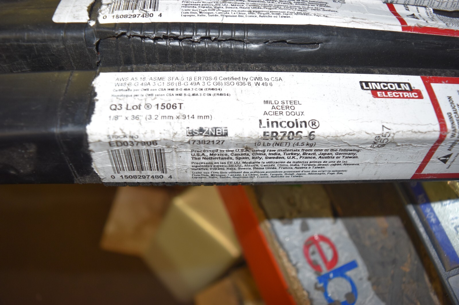 30 POUNDS LINCOLN ELECTRIC ED034330 TIG Rod,ER70S-6 ,1/8″,36 786X57