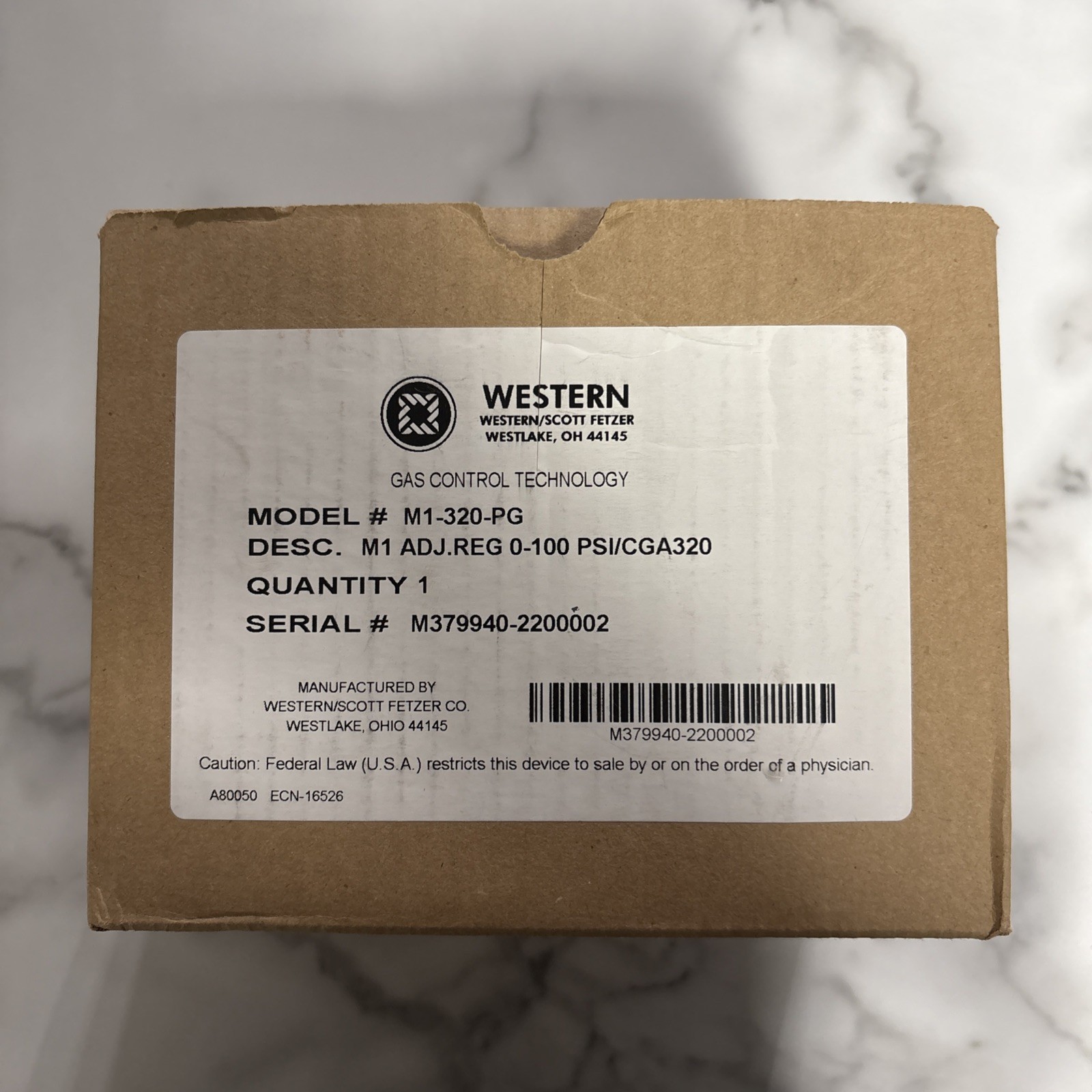 Western M1-320-PG CO2 Gas Regulator 0-100 Psi with Gauge and Regulator