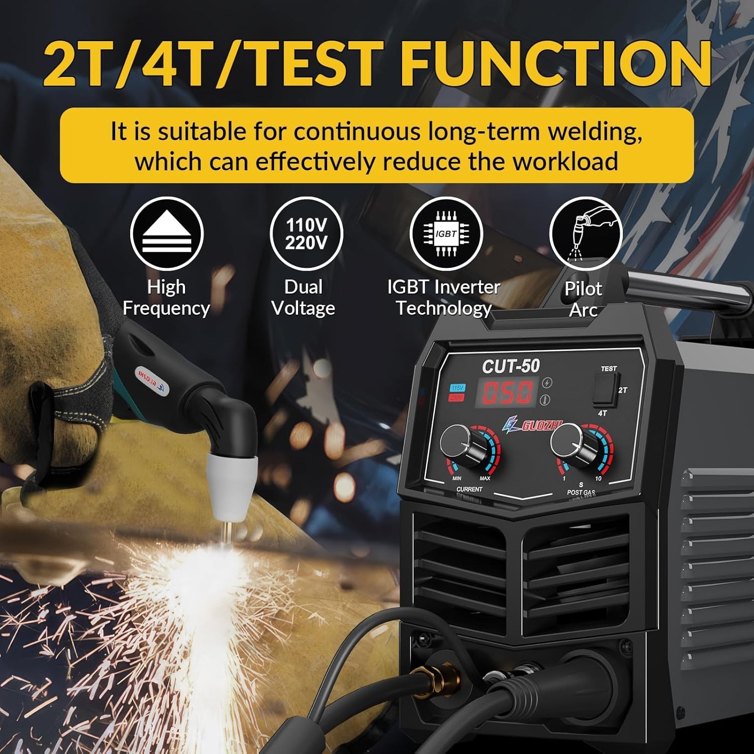 50 Amp Dual Voltage Inverter Plasma Cutter with Safety Features & Easy Setup