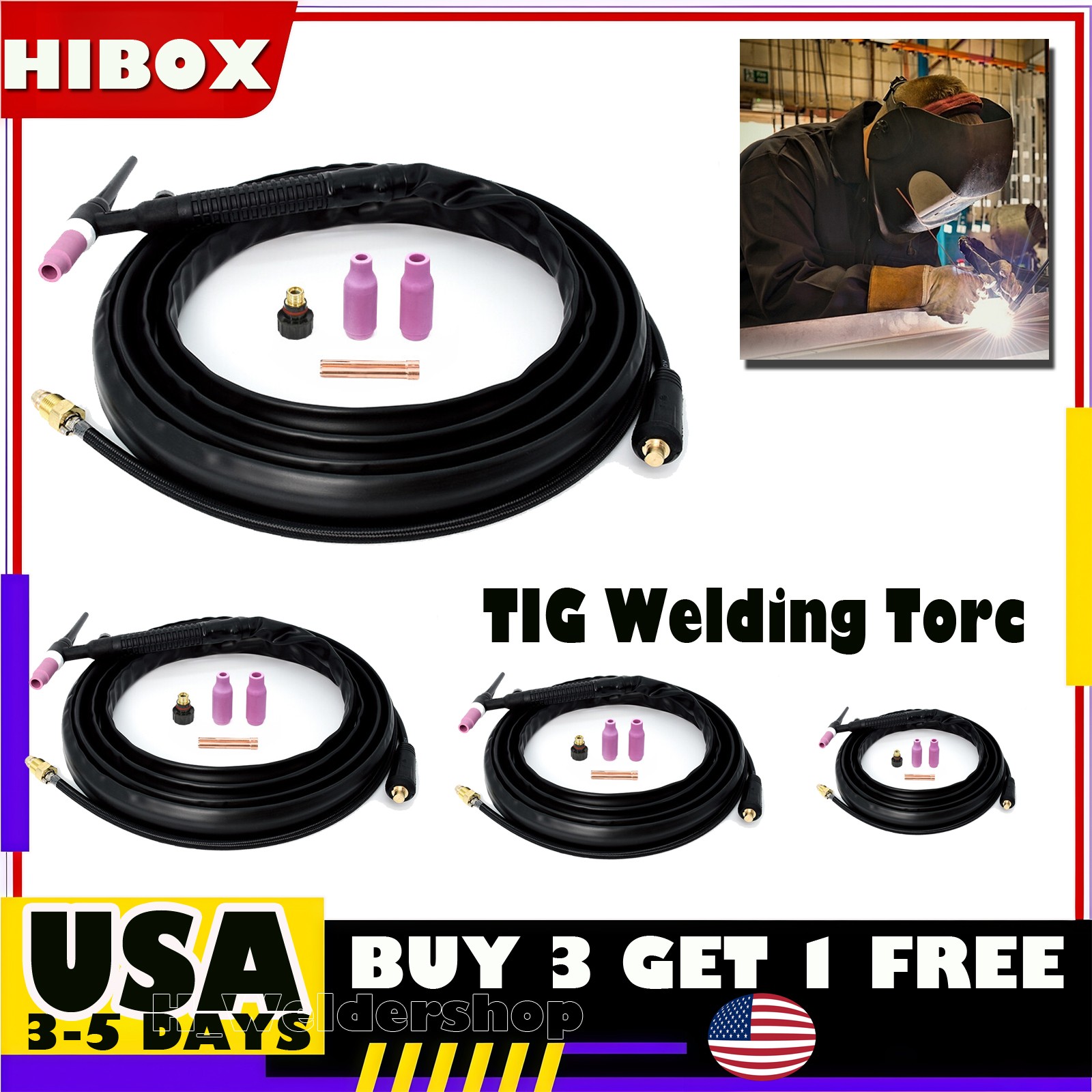 HITBOX TIG Welding Torch WP17V Welder Torch 140A SR-17V Lift TIG TIG Welder Gun