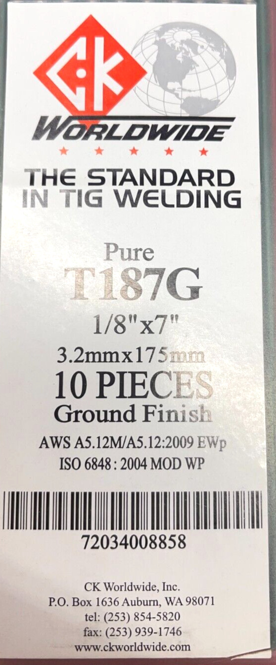 CK WORLDWIDE TIG WELDING PURE T187G 1/8″ X 7″ 10 PCS