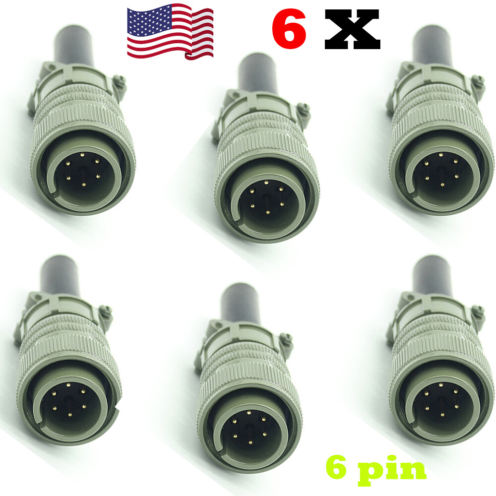 6 Pin Metal Plug and Clamp S12020-27 Connector for Linc. TIG MIG Welder 6pcs