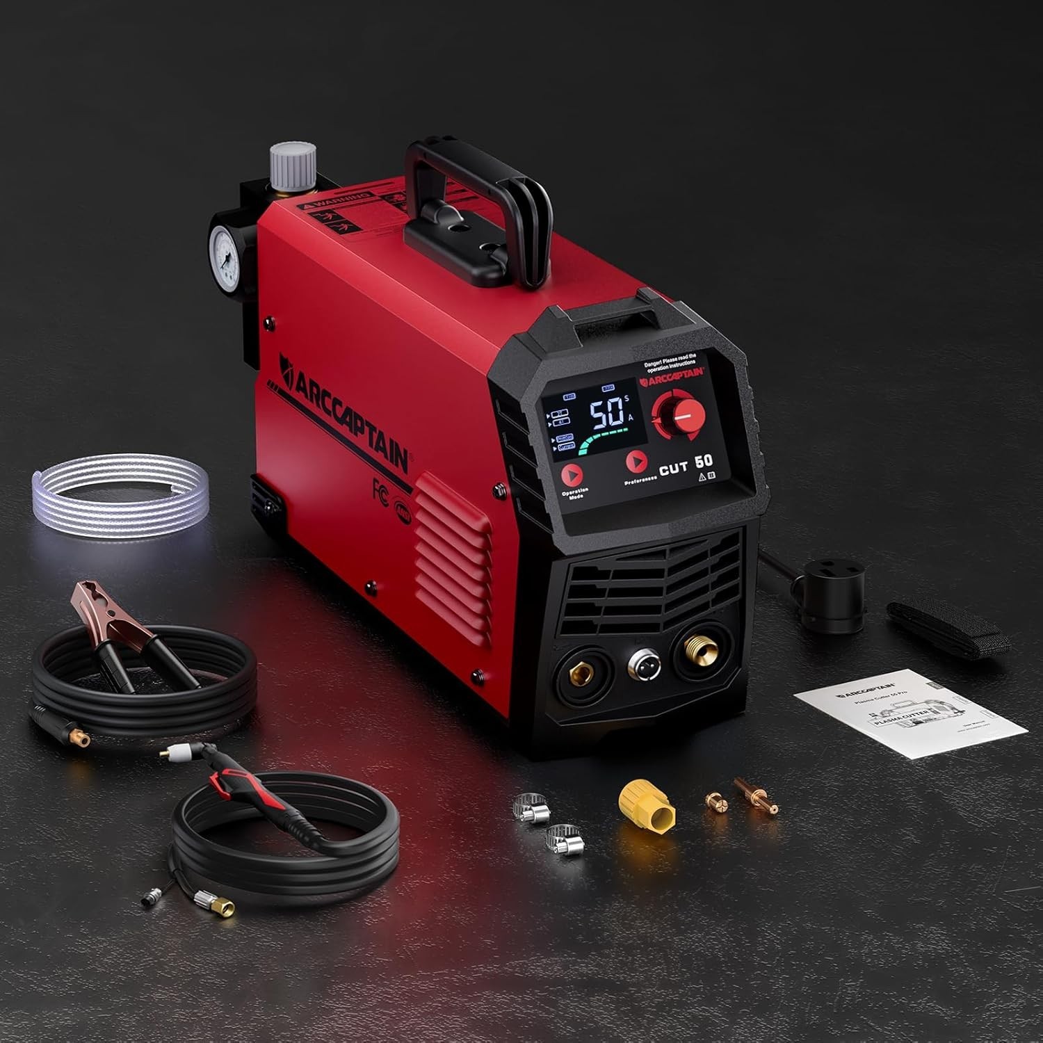 Plasma Cutter, [Large LED Display] 50Amps Cutter Machine with 110/220V Dual V…