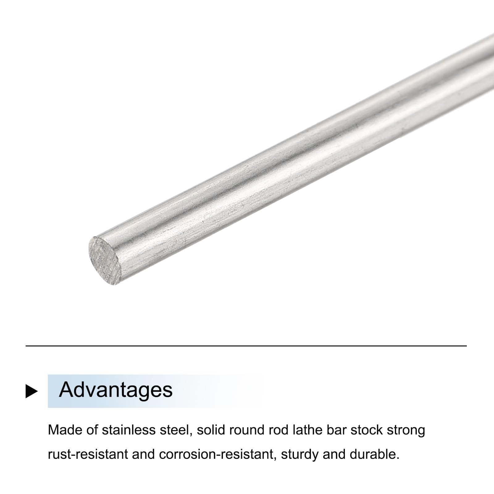 uxcell 2mm x 300mm Stainless Steel Round Rod, Metal x 300mm, silver tone