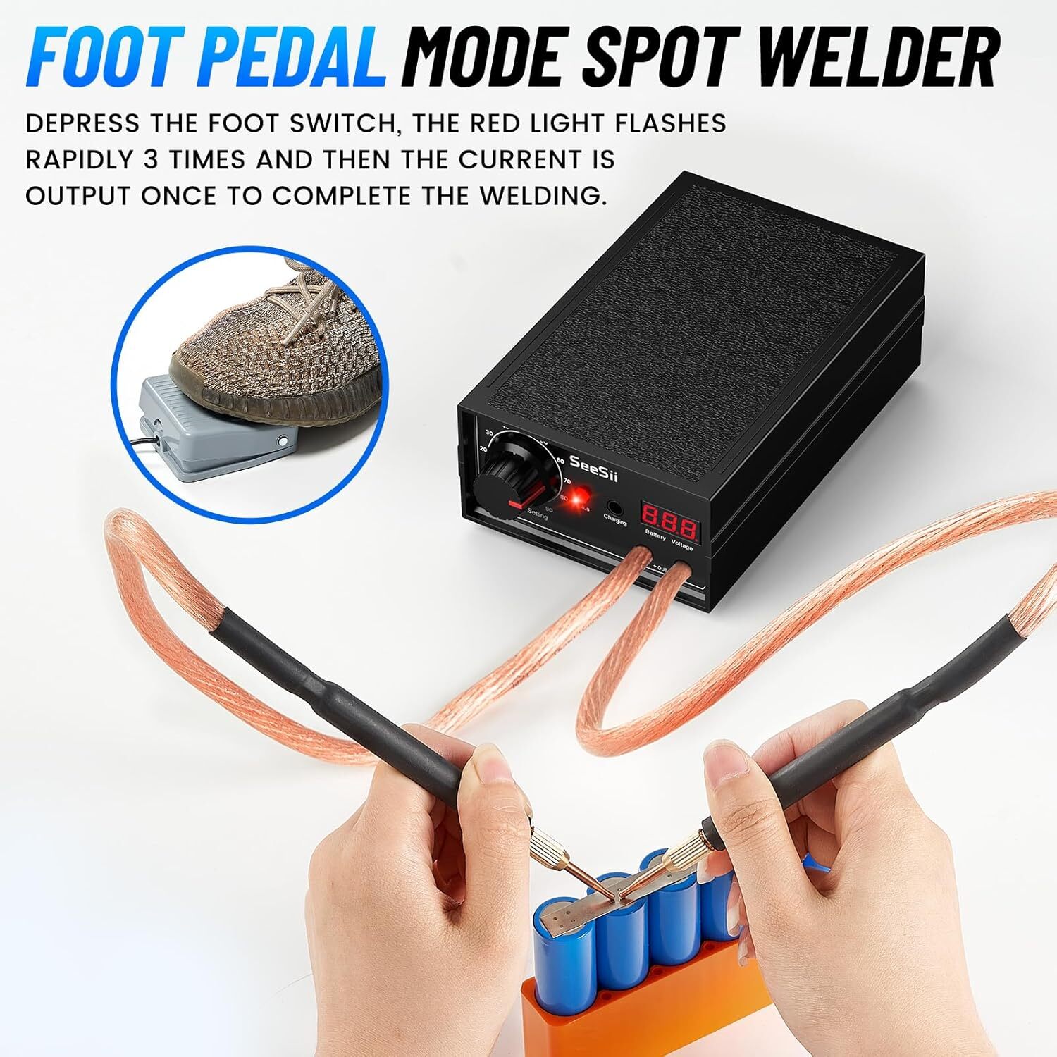 Handheld Spot Welder 8000W Battery Spot Welder Dual Pulse Output 10-90 Gears