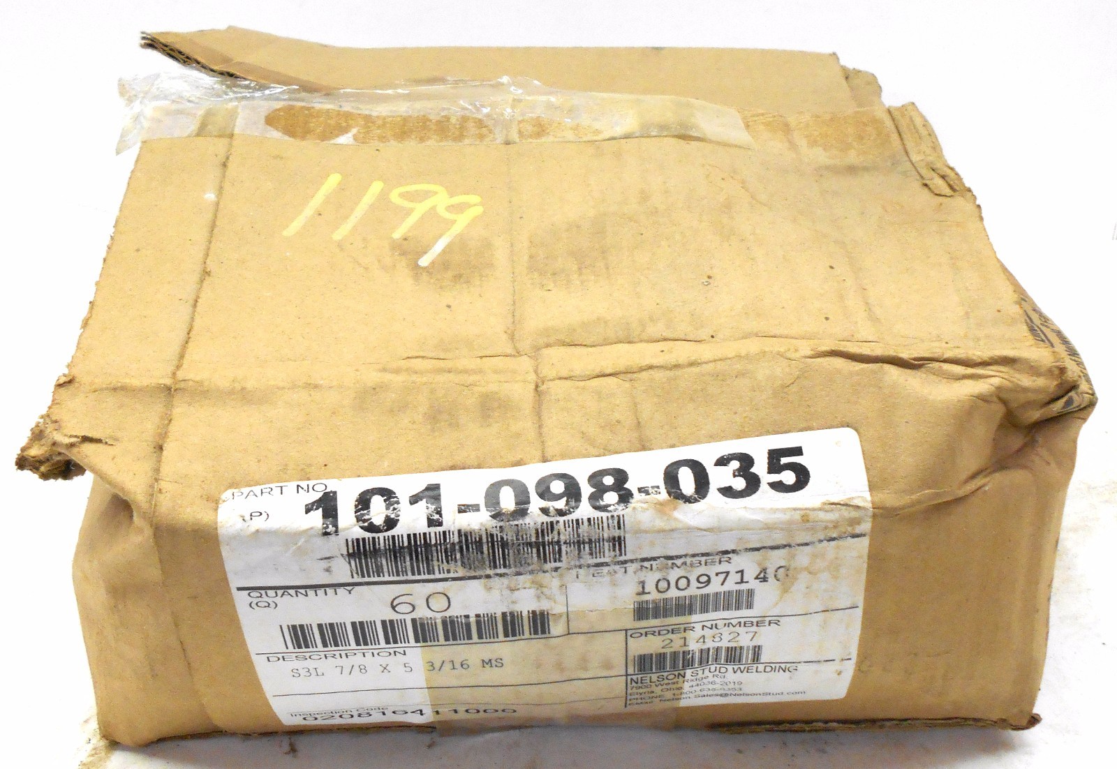 NELSON 101-098-035 WELDING STUDS, S3L 7/8 X 5 3/16 MS QTY OF 60 IN BOX