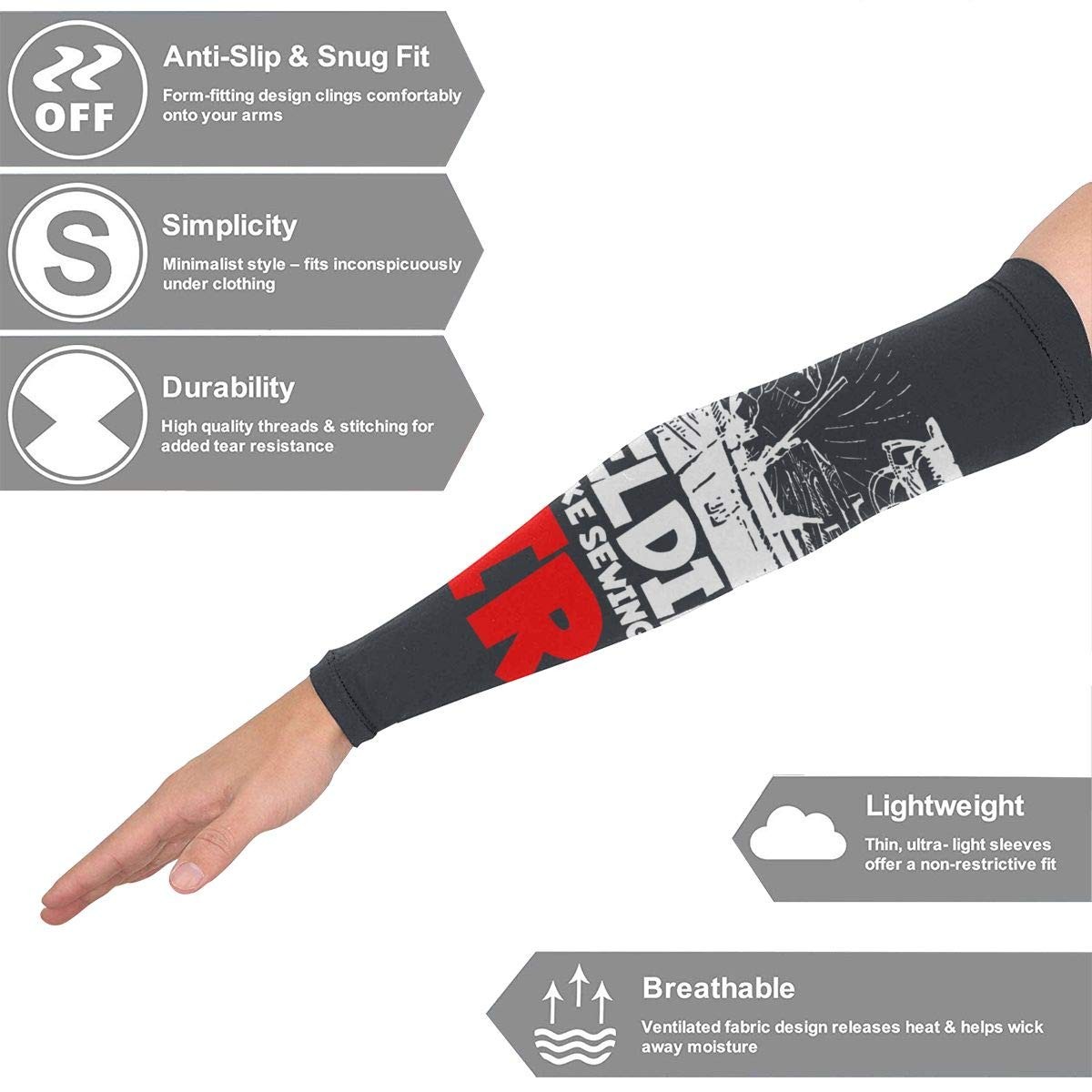 WAYMAY Welding It’S Like Sewing Arm Sleeves For Men And Women One Pair, Black