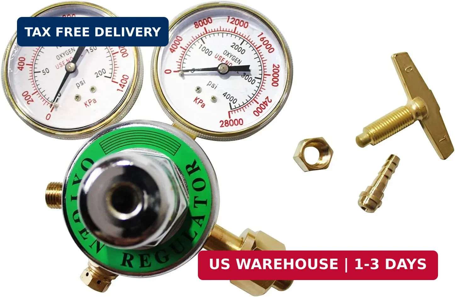 Heavy Duty Oxygen Regulator，Full Brass Torch Kit Oxygen Tank Regulator ，Large Ta