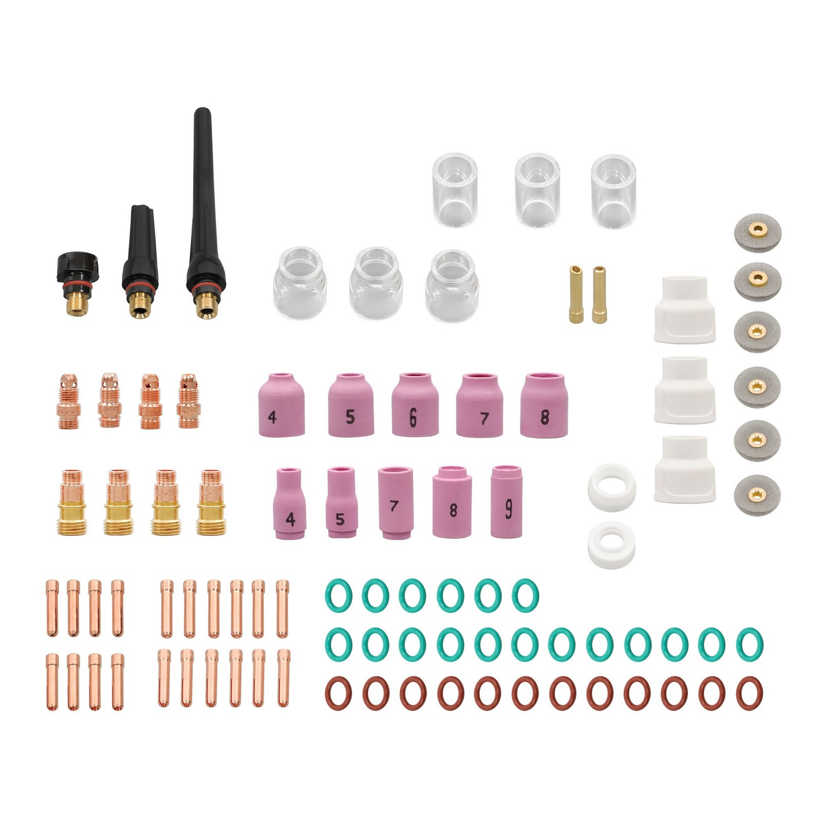 TIG Welding Torch Kit 90 Pcs – Alumina Nozzle, Collets, Stubby Gas Lens
