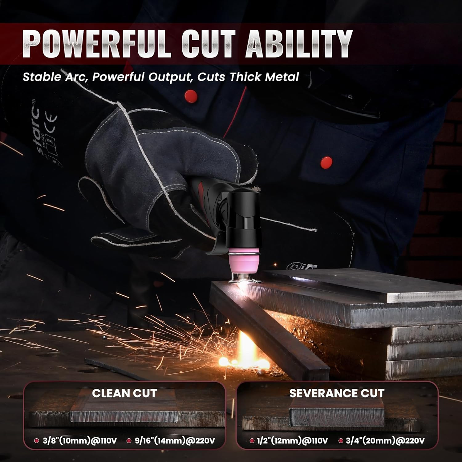 50A Plasma Cutter Machine 110/220V Dual Voltage, 1/2” Clean Cut 3/4 Inch Max C