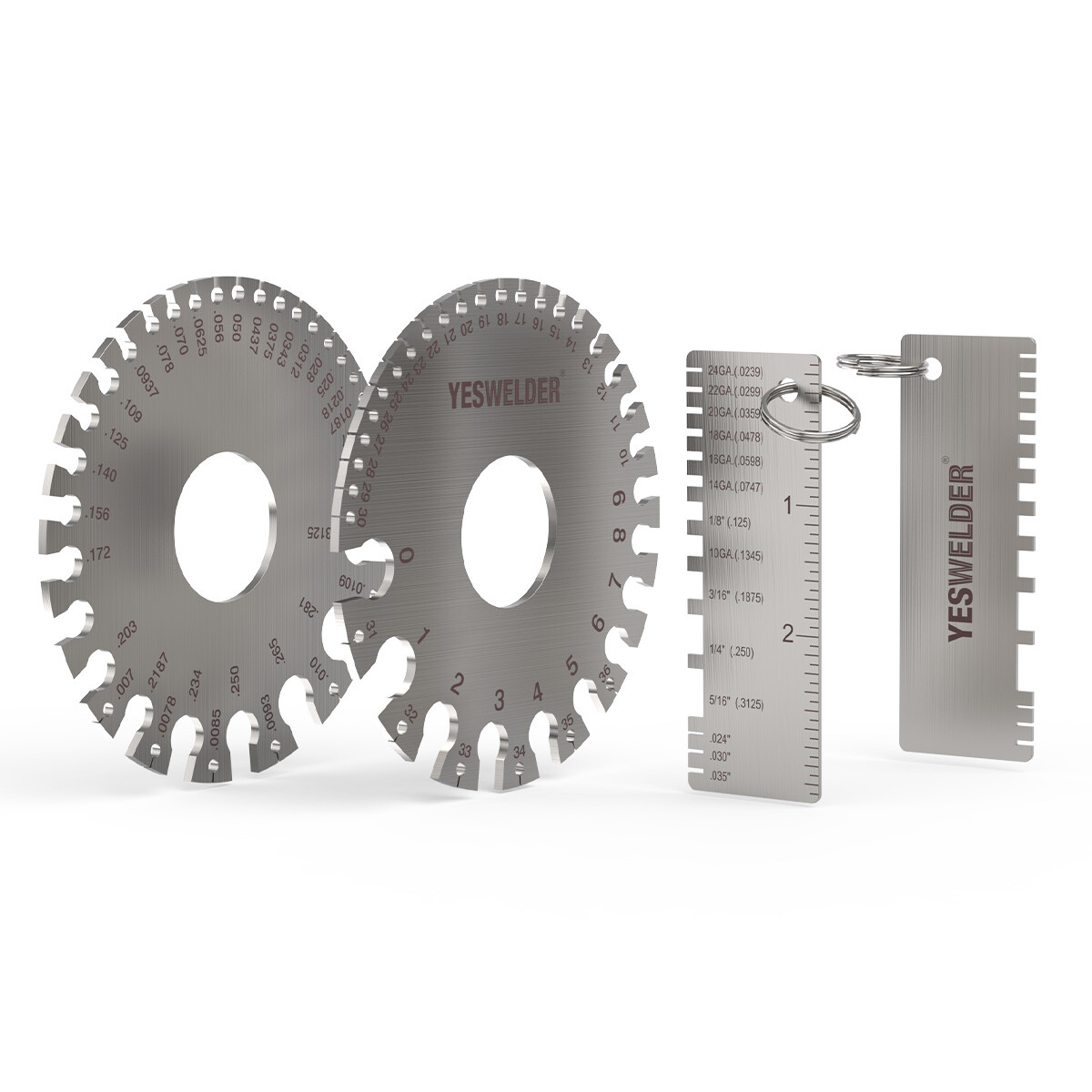 2 pieces of round dual sided wire gauge&2 pieces of metal sheet thickness gauge