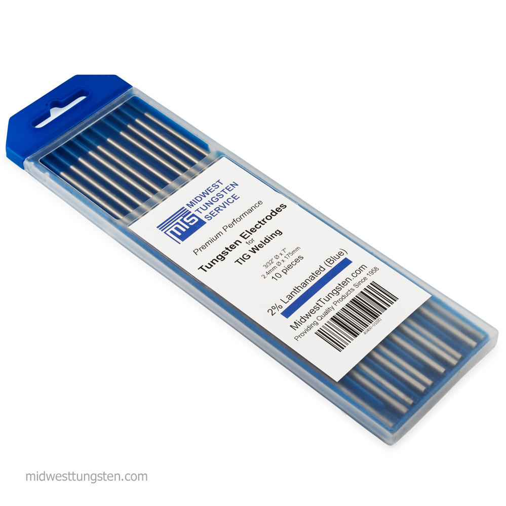 1200 PCS (120 Pk) TIG Welding Tungsten Electrodes 2% Lanthanated 3/32” x 7” Blue