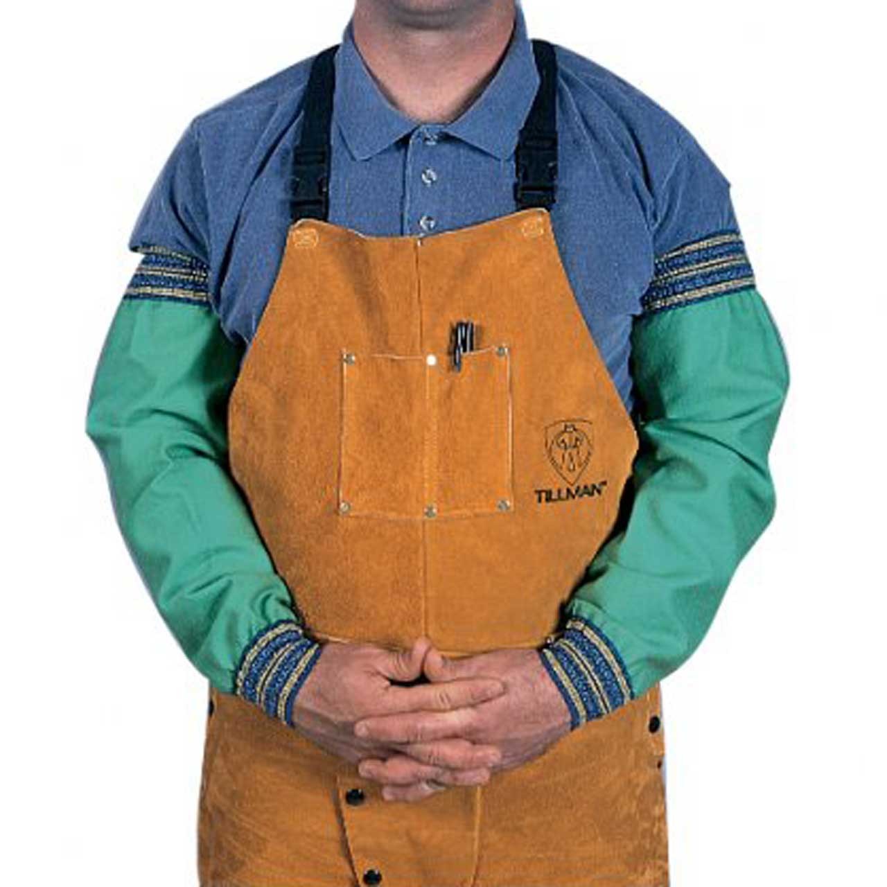 Tillman 6217 18″ 9 oz. Green FR Cotton Welding Sleeves with Elastic Wrist/Top